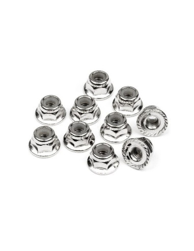 SERRATED FLANGE LOCK NUT M4 (SILVER/10pcs)