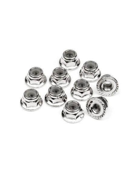 SERRATED FLANGE LOCK NUT M4 (SILVER/10pcs)