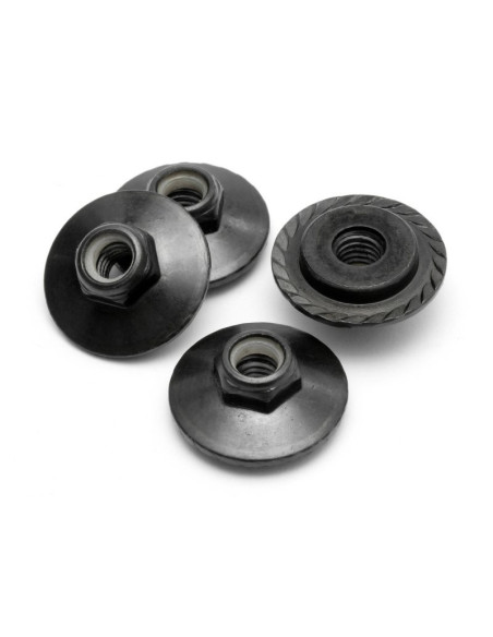 Flanged Lock Nut M5x8mm Black/4pcs/Clockwise