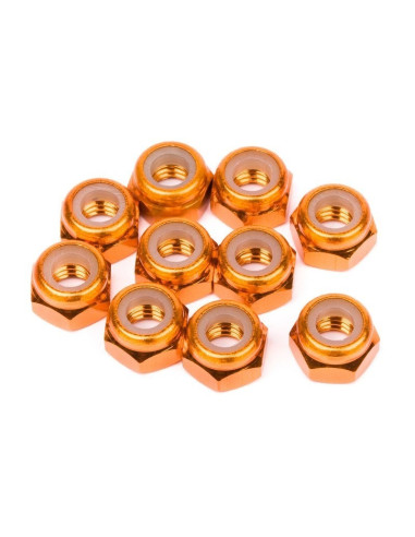 ALUMINUM LOCK NUT M4 (ORANGE/10pcs)