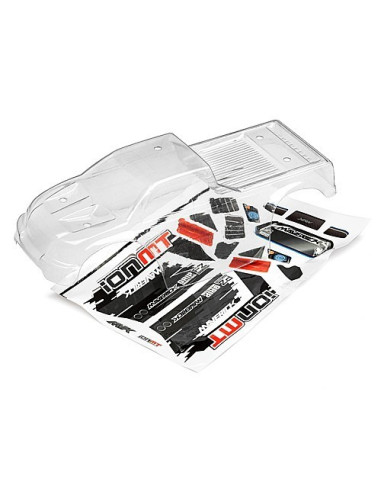CLEAR MONSTER TRUCK BODY WITH DECALS (ION MT)