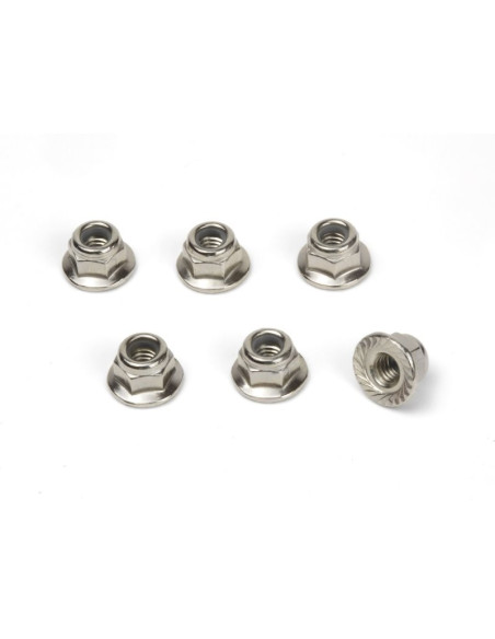 M4 Flanged Lock Nuts (6pcs)