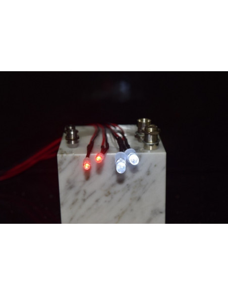 LED set white/red with aluminum holder