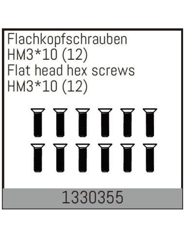 HM3*10mm Flat Hex Screw   12PCS