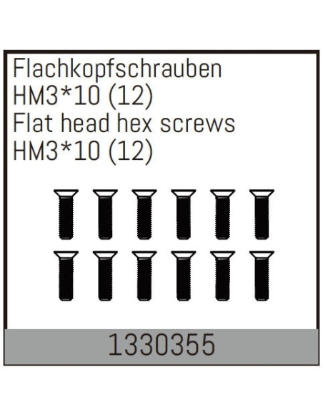 HM3*10mm Flat Hex Screw   12PCS