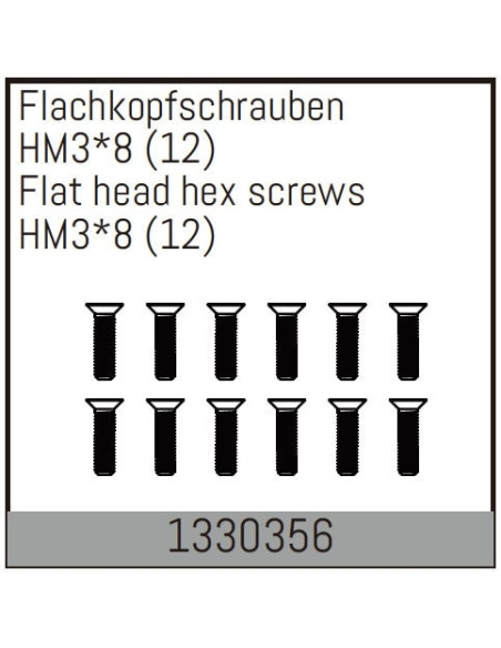 HM3*8mm Flat Hex Screw  12pcs