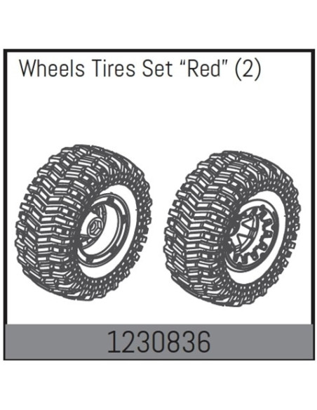 Beadlock Wheel Set128x65mm - Red