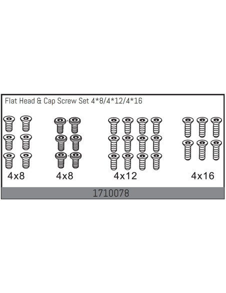 Flat Head & Cap Screw Set 4x8/4x12/4x16