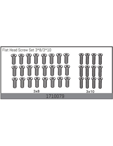 Flat Head Screw Set 3x8/3x10