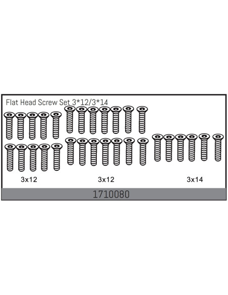 Flat Head Screw Set 3x12/3x14