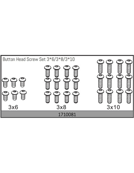 Button Head Screw Set 3x6/3x8/3x10