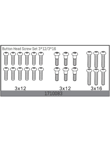 Button Head Screw Set 3x12/3x16