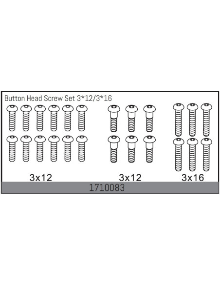 Button Head Screw Set 3x12/3x16