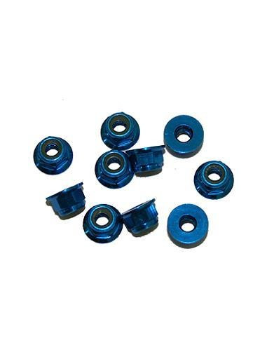 Tuerca Autoblocante Aluminio M4 Flanget azul (10u.)