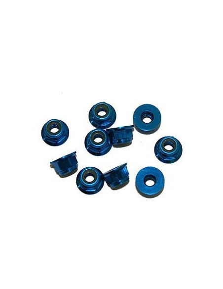 Tuerca Autoblocante Aluminio M4 Flanget azul (10u.)