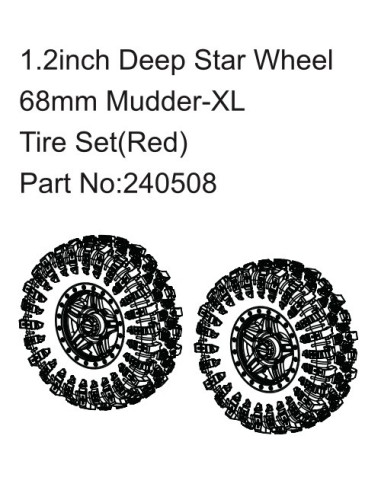1.2inch Deep Star Wheel 68mm Mudder-XL Tire Set...