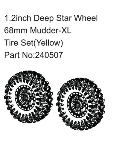 1.2inch Deep Star Wheel 68mm Mudder-XL Tire Set...