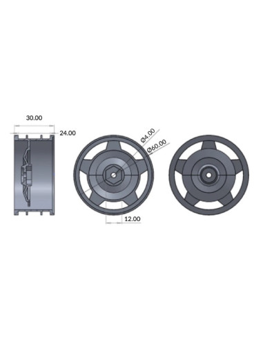 1:10 Alu. Buggy Wheel Set 4WD PIN front 12mm...