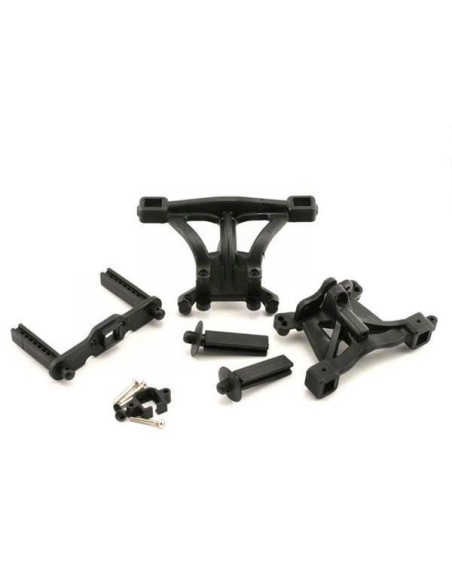 Traxxas Revo Body mounts, front & rear/ body mount posts, front & rear/ 2.5x18mm screw pins (4)/