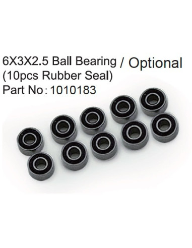 6X3X2.5 Ball Bearing ( 10pcs Rubber Seal )