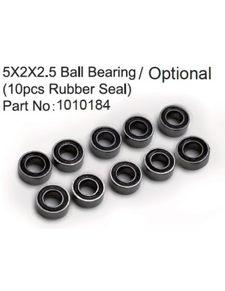 5X2X2.5 Ball Bearing ( 10pcs Rubber Seal )