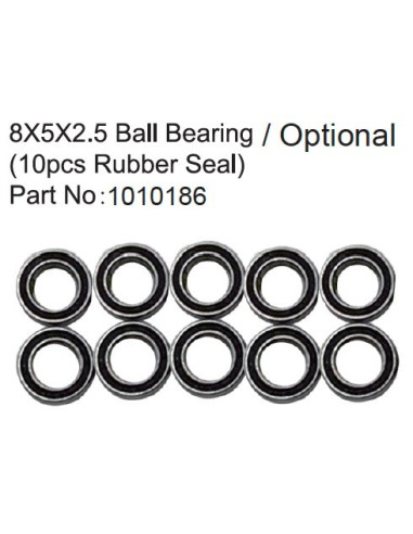 8X5X2.5 Ball Bearing ( 10pcs Rubber Seal )