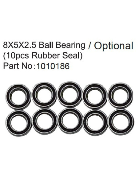 8X5X2.5 Ball Bearing ( 10pcs Rubber Seal )