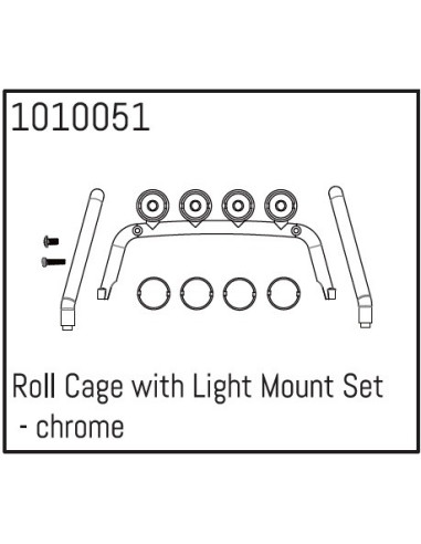 Roll Cage with Light Mount Set - chrome