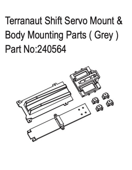 Terranaut Shift Servo Mount & Body Mounting Parts ( Grey )