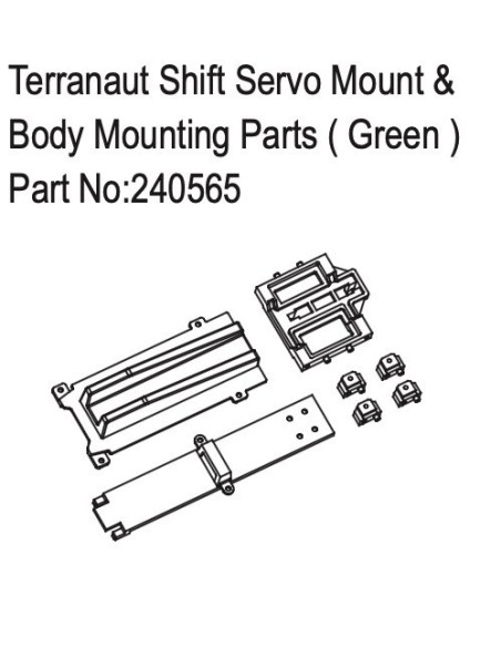 Terranaut Shift Servo Mount & Body Mounting Parts ( Green )