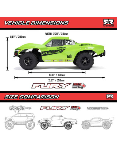 1-10 FURY MEGA 550 Brushed 2WD Short Course...