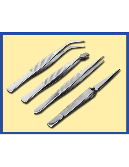 Juego de 4 pinzas acero inoxidables.