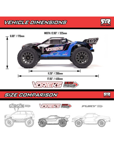1-10 VORTEKS MEGA 550 Brushed 2WD Stadium Truck...