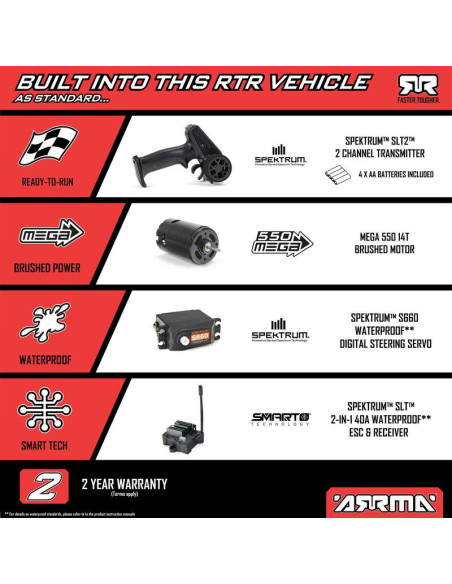 1-10 VORTEKS MEGA 550 Brushed 2WD Stadium Truck RTR with Battery & Charger  Orange