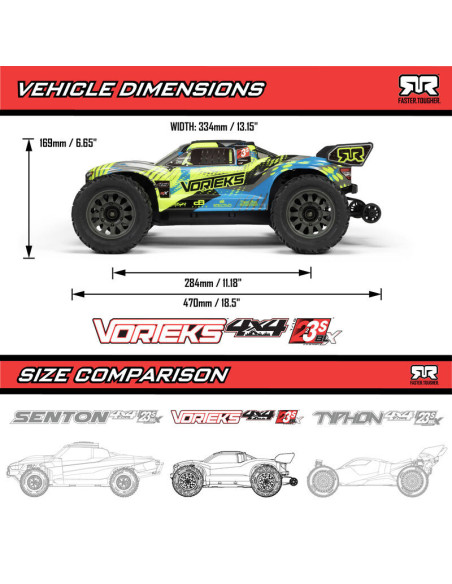 1-10 VORTEKS 223S BLX Brushless 4X4 Stadium Truck RTR with DSC  Red