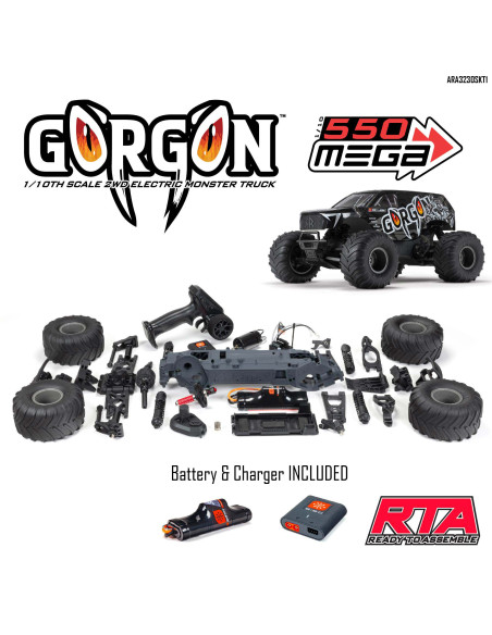 1-10 GORGON 2WD RTA Kit Brushed Monster Truck (Battery & Charger Included)  Gun Metal