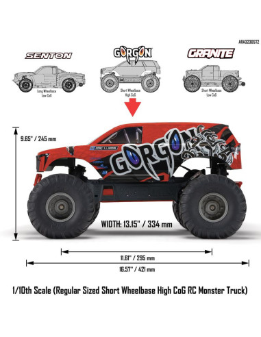 1-10 GORGON 2WD RTR Brushed Monster Truck...