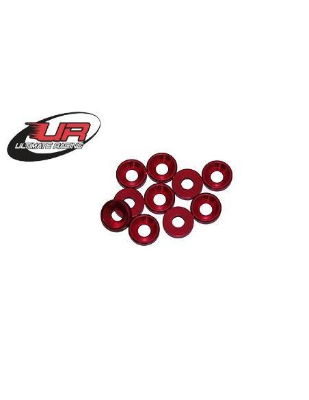 Arandela Aluminio Cónica M3 Roja (10 Unidades)