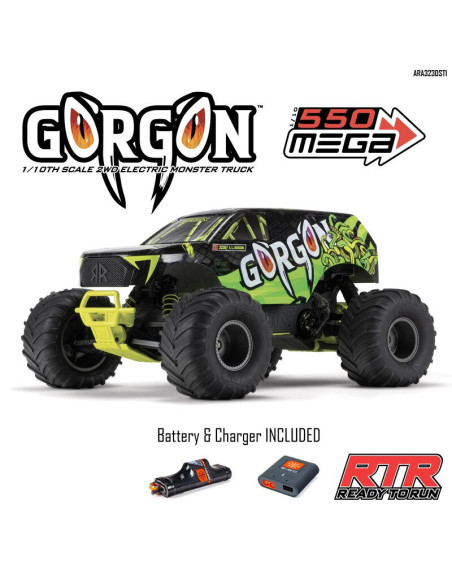 1-10 GORGON 2WD RTR Brushed Monster Truck (Battery & Charger Included)  Yellow
