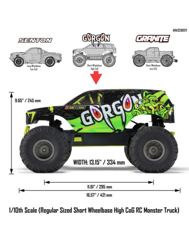 1-10 GORGON 2WD RTR Brushed Monster Truck...