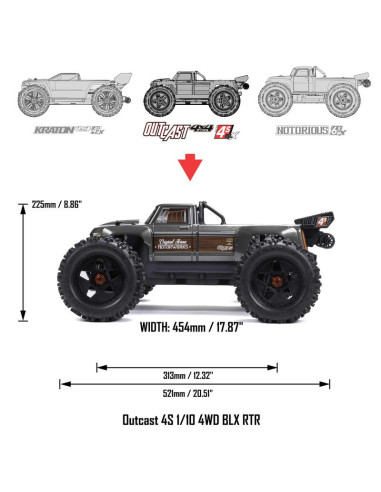 1-10 OUTCAST 4S 4X4 RTR Brushless Stunt Truck...
