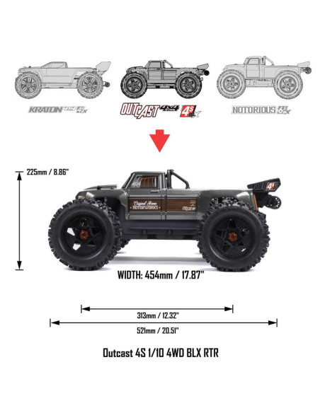 1-10 OUTCAST 4S 4X4 RTR Brushless Stunt Truck  Red