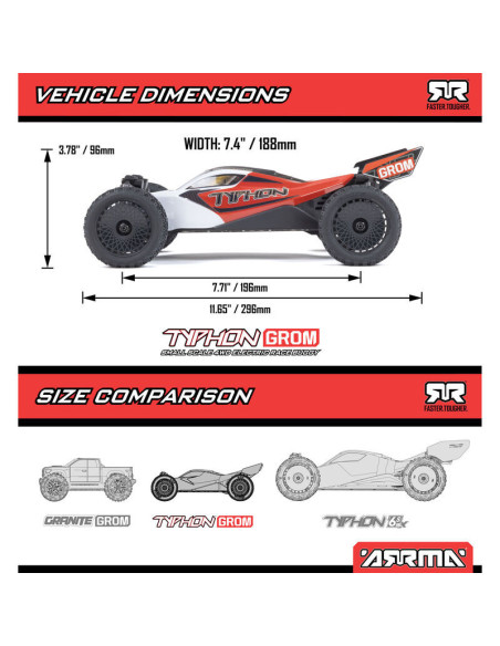 1-14 TYPHON GROM 4X4 RTR Brushed Buggy (Battery & Charger Included)  Red-White