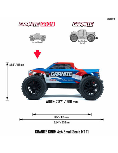 1-18 GRANITE GROM 4X4 RTR Brushed Monster Truck...