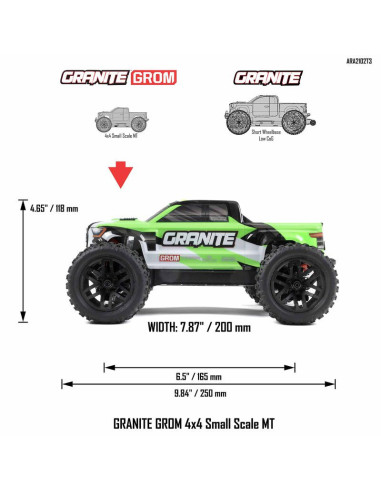 1-18 GRANITE GROM 4X4 RTR Brushed Monster Truck...