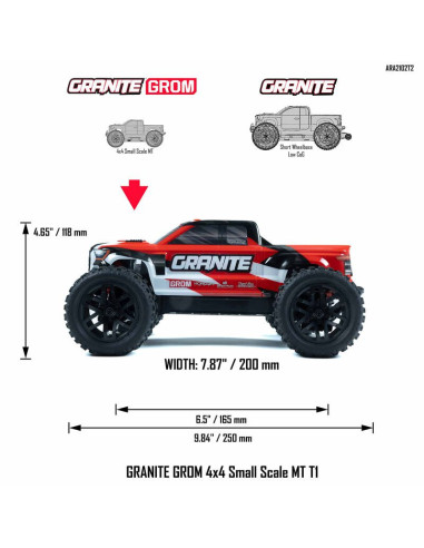 1-18 GRANITE GROM 4X4 RTR Brushed Monster Truck...