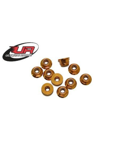 Tuerca Autoblocante Aluminio Flanget Dorada M3 (10u.)