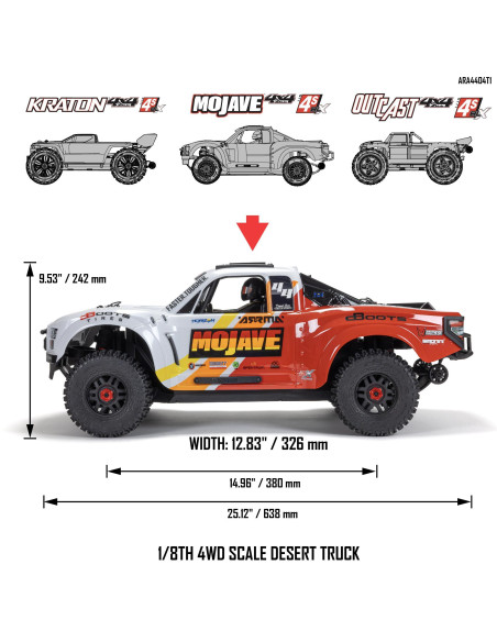 1-8 MOJAVE 4S 4X4 RTR Brushless Desert Truck  Blue-Red