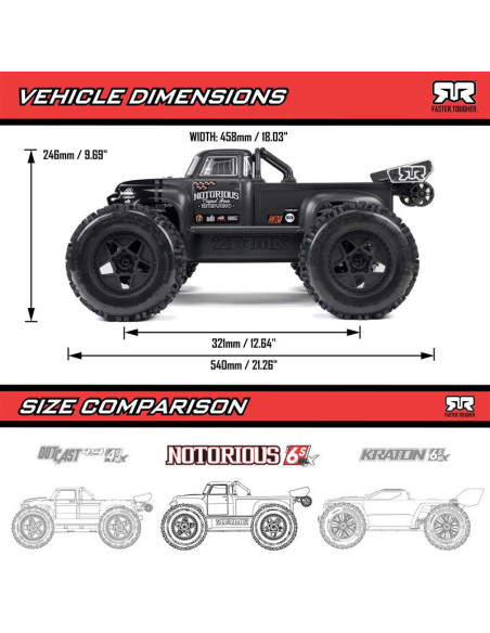 1-8 NOTORIOUS 6S 4X4 RTR Brushless Stunt Truck  Black