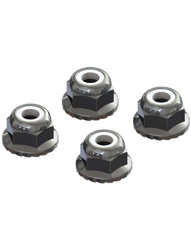 7mm Flanged Nyloc Locknut  Silver (4)